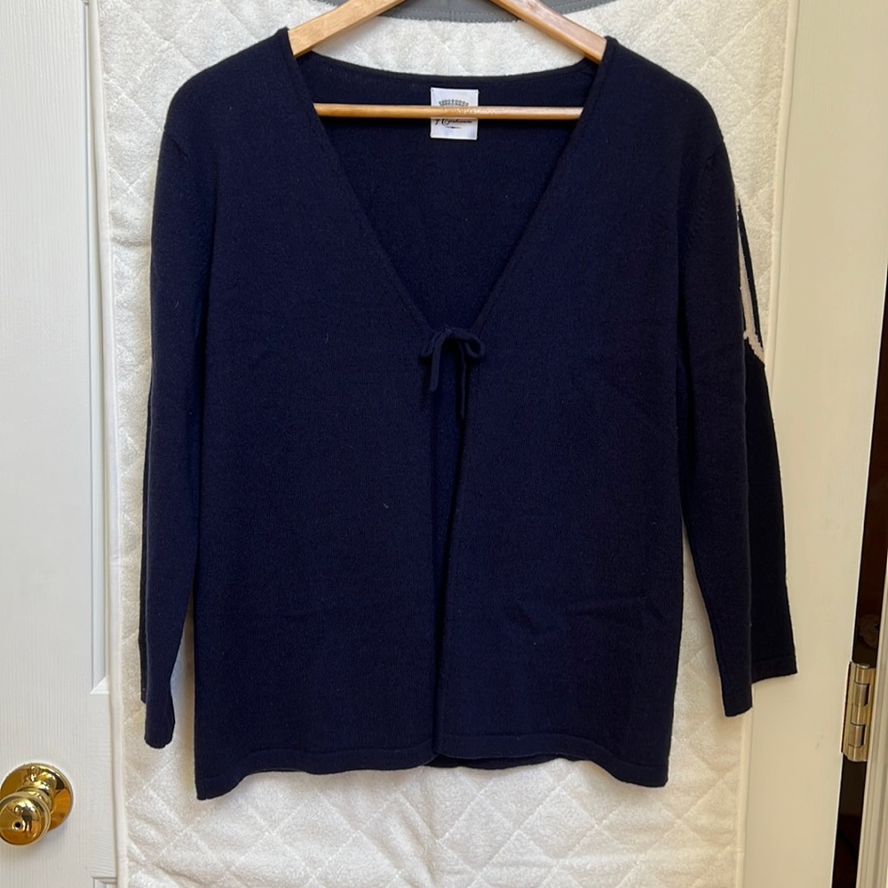 Queen Cashmere Women Cardigan Sweater, Dark Blue, Size M